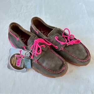 NWT Twisted X kids Moc Size 3 Breast Cancer Awareness Tan Pink Shoes